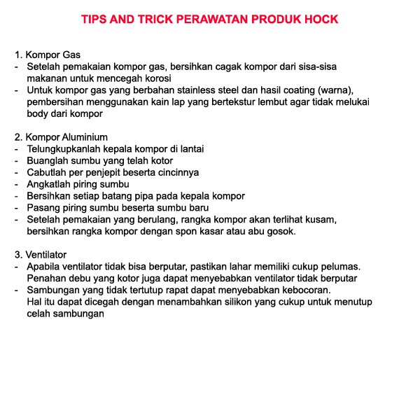 Tips Dan Trick Perawatan Produk Hock